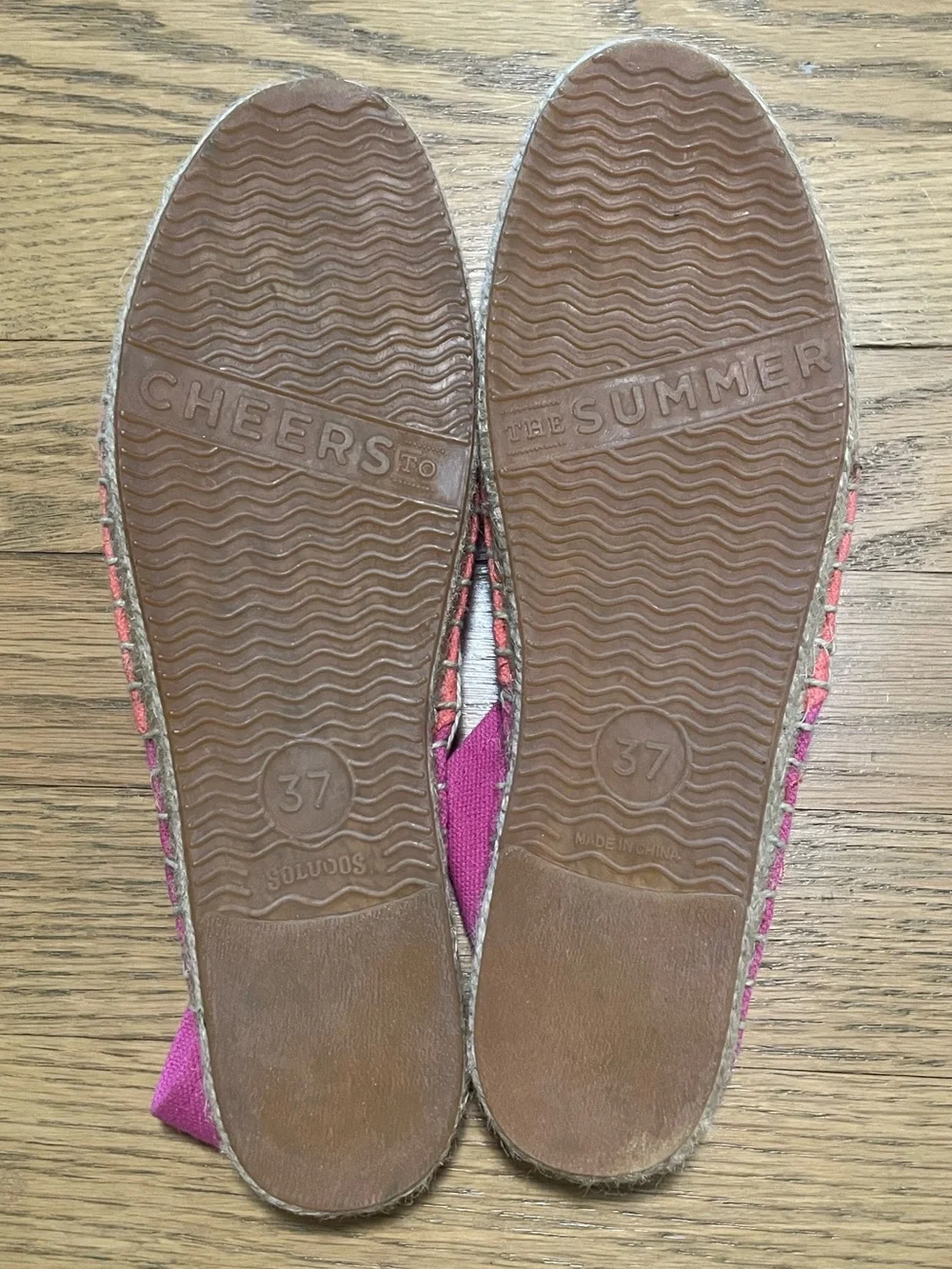 NWOT - Soludos Colorblock Canvas Espadrille Flats Pink Coral - Sz 37